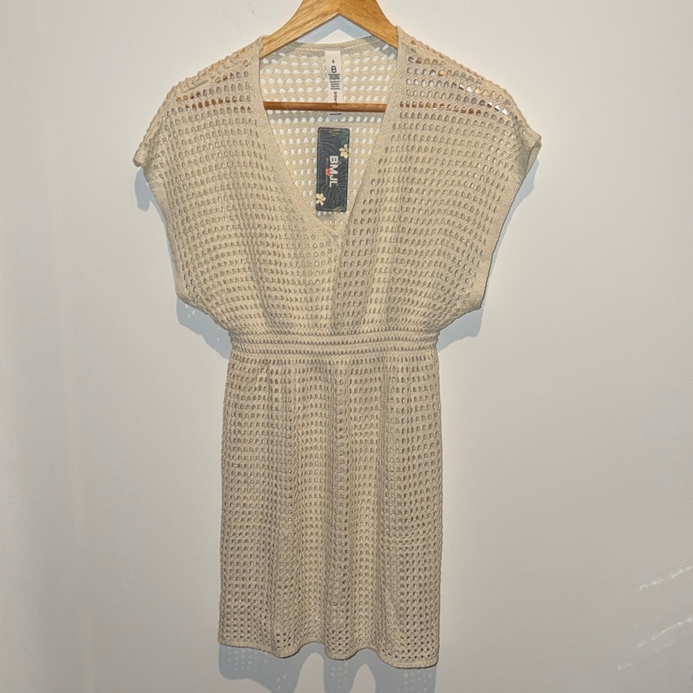 Beige Knit Women Swim Coverup